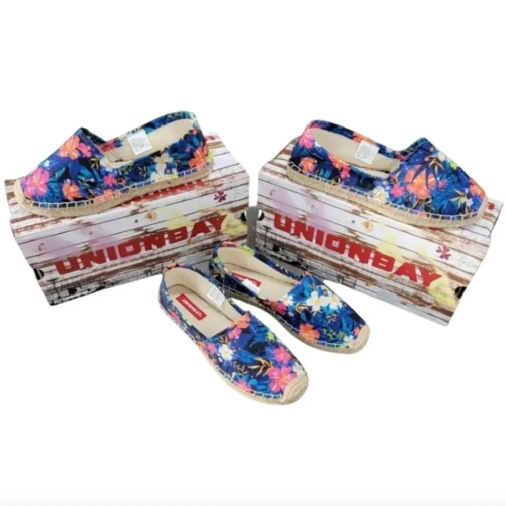 UNIONBAY pretty tropical floral espadrilles NIB